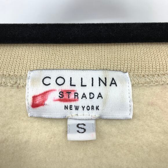 Collina Strada Fringe Sweatshirt Womens Size Small Crewneck Sand Beige - Picture 6 of 8